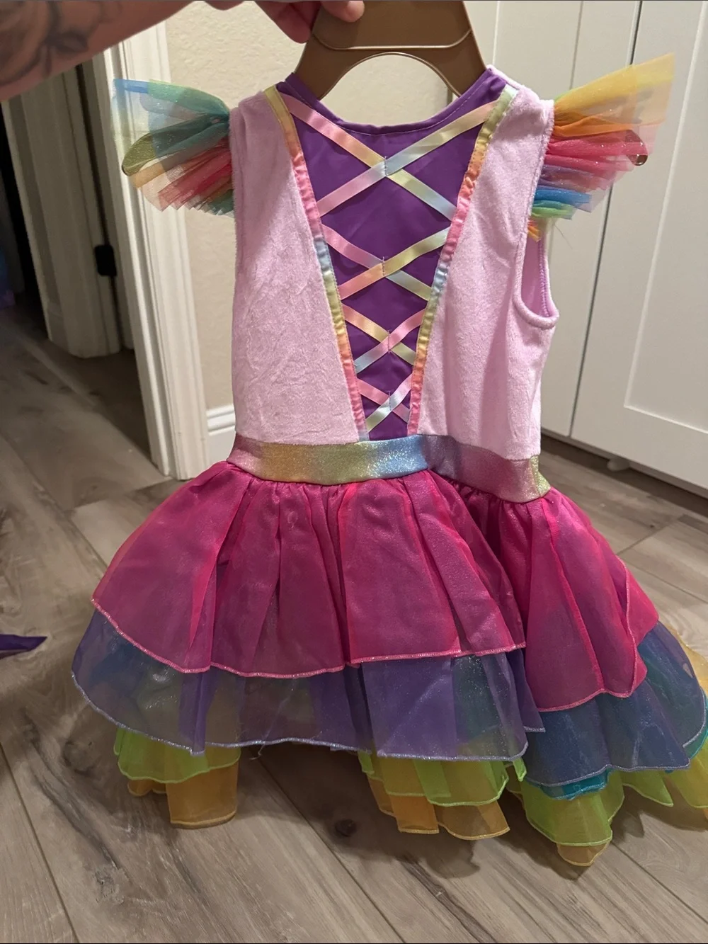 Kids Rainbow Unicorn Tutu Costume with Headband - Pink Multicolor